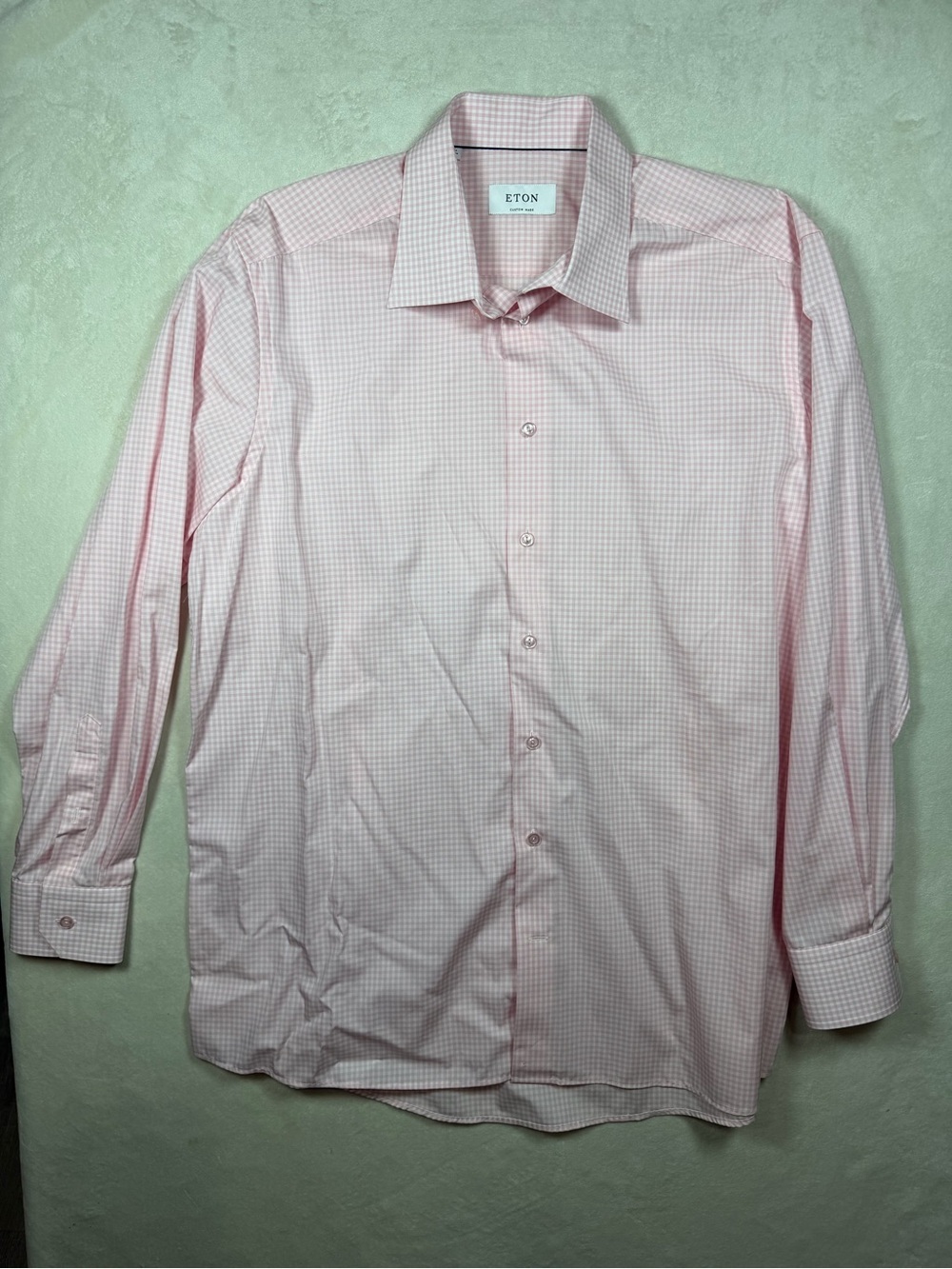 Eton Custom Made 18” Lux Light Pink Micro-Check Spread Collar Dress Shirt